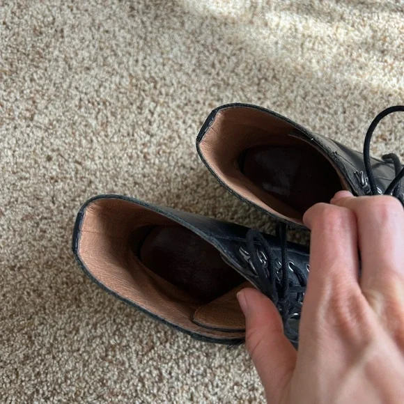 Black Leather Lace-Up Boots - Picture 7 of 9